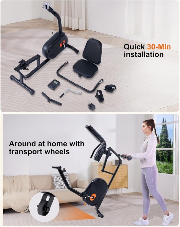 ECHANFIT Recumbent Exercise Bikes for Home - Recumbent Exercise Bike 350 LB Weight Capacity, Exercise Bike with Bluetooth Connectivity, 16 Levels Resistance, Quick Adjust Seat - Image 6