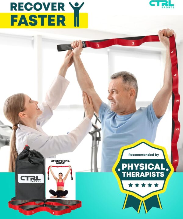 Stretching Strap with Loops - Non Elastic Stretch Band for Physical Therapy, Yoga Strap for Stretching Equipment, Stretch Bands for Exercise and Flexibility - Fascia, Hamstring & Leg Stretcher Belt - Image 6