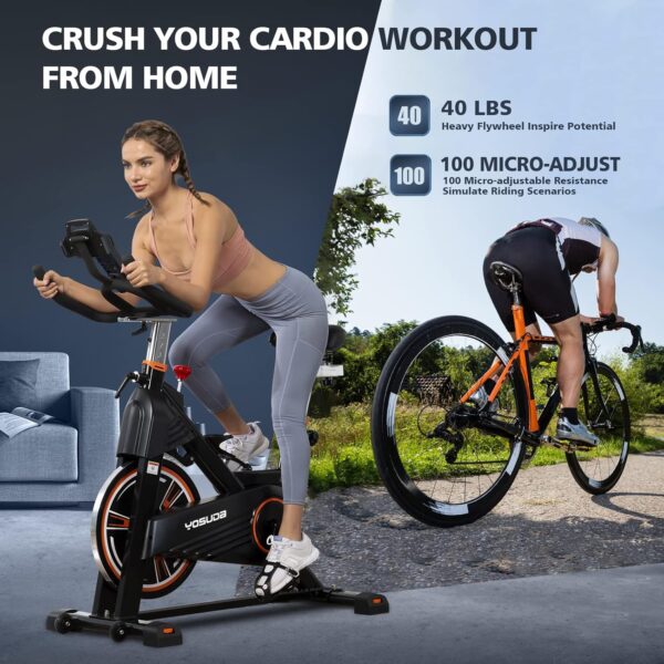 YOSUDA PRO Magnetic Exercise Bike 350 lbs Weight Capacity - Indoor Cycling Bike Stationary with Comfortable Seat Cushion, Silent Belt Drive - Image 9