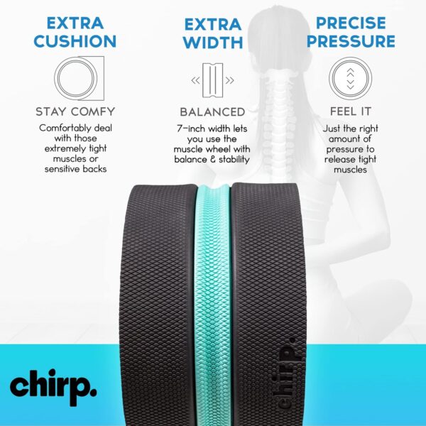 Chirp Wheel XL - Super Comfort Back Massage Foam Roller - Wider Back Stretcher & Cracking Device, Plush Cushion, Enhanced Stability, Spinal Protection, Trigger Point Pressure, Holds Up to 500 lbs - Image 10