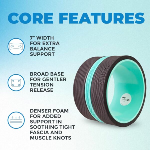 Chirp Wheel XL - Super Comfort Back Massage Foam Roller - Wider Back Stretcher & Cracking Device, Plush Cushion, Enhanced Stability, Spinal Protection, Trigger Point Pressure, Holds Up to 500 lbs - Image 4