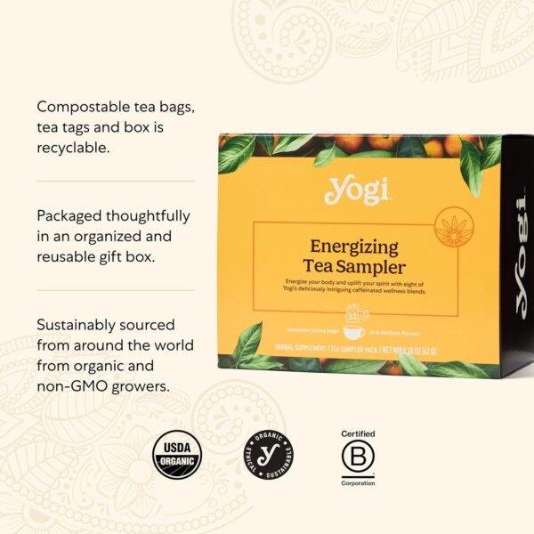 Yogi Organic Tea Energy Sampler Box - 8 Favorite Black & Green Teas (32 Tea Bags) - Assorted Delicious Wellness Teas - Contains Caffeine - Tea Gift Set & Variety Pack Sampler - Image 8