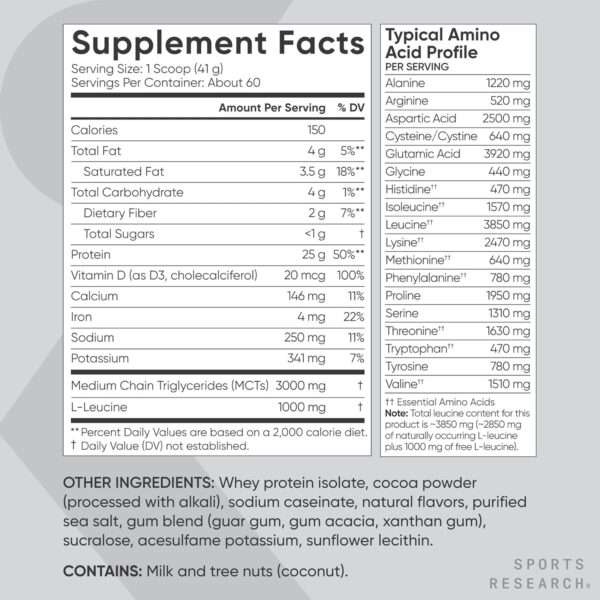 Sports Research Whey Protein - Sports Nutrition Whey Isolate Protein Powder for Lean Muscle Building & Workout Recovery - 5 lb Bag Bulk Protein Powder 25g per Serving - Dutch Chocolate, 56 Servings - Image 6