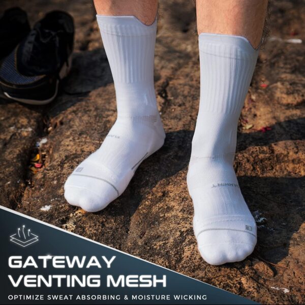 Compression Running Socks 3 Pairs, Cushion Crew Socks, Anti-Blister Moisture Wicking Athletic Hiking Basketball Socks - Image 4