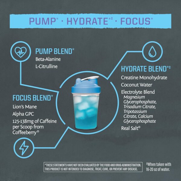 Sunwarrior Pre Workout Powder Energy Drink Vegan Plant-Based Supplement Pump, Hydrate, Focus, Endurance, & Strength Builder Blue Raspberry Pineapple Flavored 30 Servings Active Preworkout - Image 5