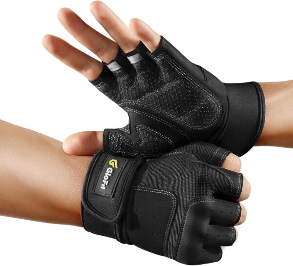 Workout Gloves with Wrist Wrap Support for Women & Men, Weight Lifting Gloves Fingerless Gym Gloves for Cycling, Training, Push-up - Image 2