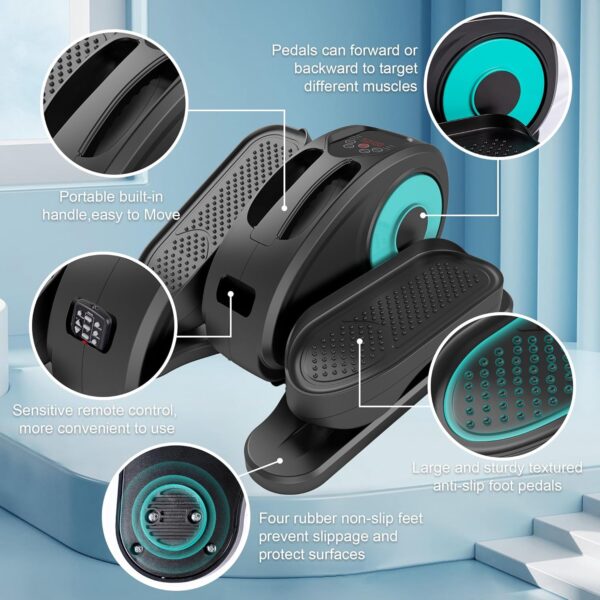 Under Desk Elliptical, Electric Foot Pedal Exerciser, Fully Assembled Seated Elliptical, Compact Portable Elliptical Machine Trainer with Remote Control, Mini Elliptical Leg Exerciser for Home - Image 5