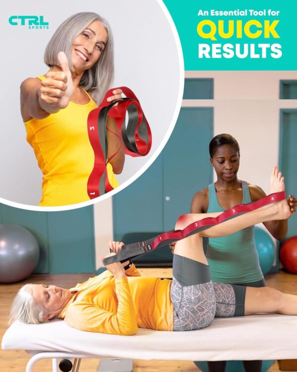 Stretching Strap with Loops - Non Elastic Stretch Band for Physical Therapy, Yoga Strap for Stretching Equipment, Stretch Bands for Exercise and Flexibility - Fascia, Hamstring & Leg Stretcher Belt - Image 8