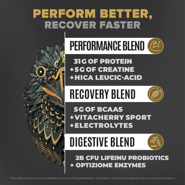 Falcon Performance Vegan Protein Powder, 31g Protein, 5g Creatine, 5g BCAA, Probiotics, Electrolytes, Pre Workout, Low Carb, Sugar Free & Dairy Free, Plant Based Vanilla Protein -19 Servings - Image 3
