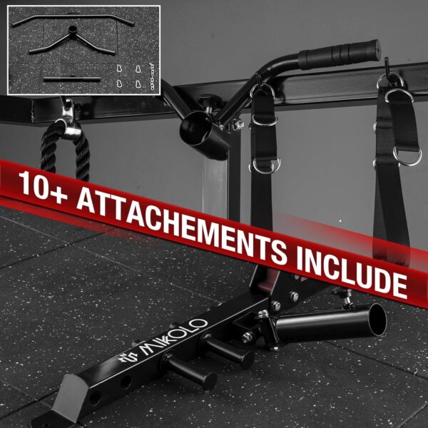 Mikolo Power Cage, 2000LB Squat Rack, Dual Pulley Cable Crossover System, Multi-function Free Weight Home Gym Workout Machine with Attachments - Image 10
