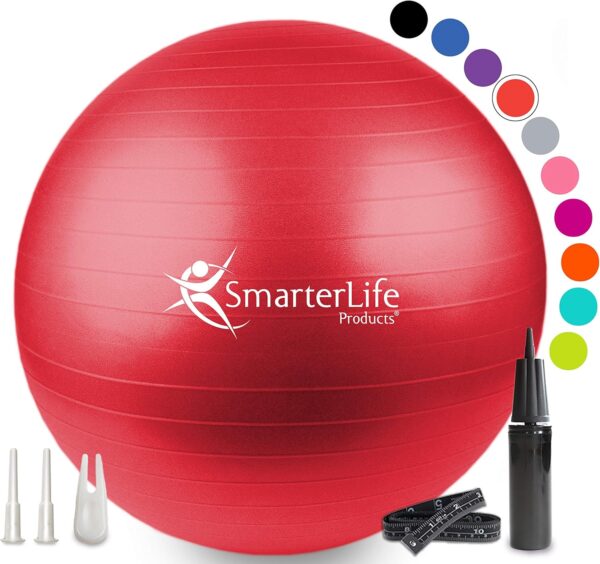 SmarterLife Exercise Ball Yoga Ball for Fitness, Balance, Stability, or Pregnancy, Gym Ball for Core Workout, Physical Therapy, Yoga Ball Chair for Office, Anti-Slip Anti-Burst - Image 2