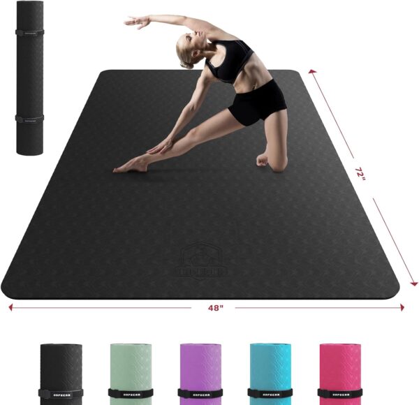HAPBEAR Extra Large Yoga Mat - 72"x48"/78"x54"x6/8mm (1/4 &1/3 inch), Non-Slip, Durable, Eco-Friendly, Thick Wide Exercise Mat for Home Workouts, Yoga, Pilates, Stretching, Meditation - Image 2