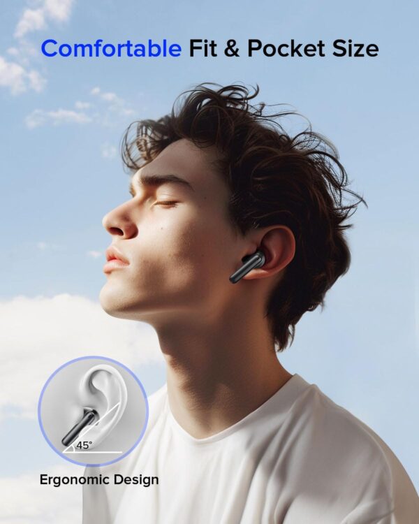 Wireless Earbuds Bluetooth 5.3 Headphones, Bluetooth Earbuds with Noise Cancelling Mic LED Display, Hi-Fi Stereo, 42H Playback, IPX7 Waterproof, Smart Touch Control, Ergonomic Design Black - Image 8