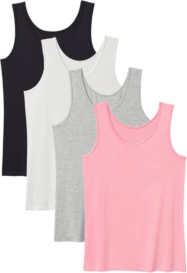 Knuffnee Basic Tank Tops for Women Undershirt Sleeveless Layering Tank Top 4 Pack - Image 2