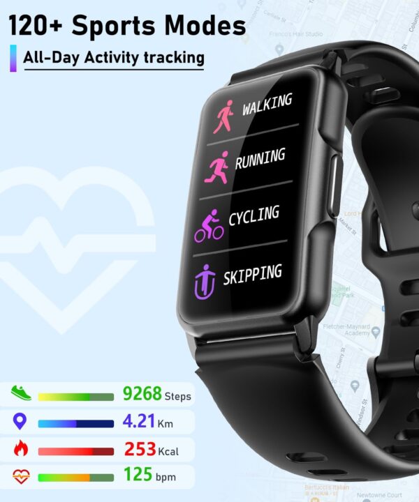 Smart Watch Fitness Tracker with 24/7 Heart Rate, Blood Oxygen Blood Pressure Monitor Sleep Tracker 120 Sports Modes Activity Trackers Step Calorie Counter IP68 Waterproof for Andriod iPhone Women Men - Image 3