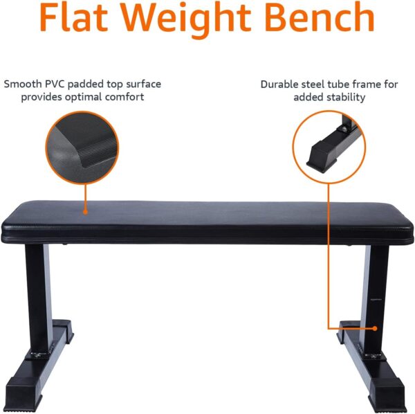 Amazon Basics Flat Weight Bench, Black - Image 5