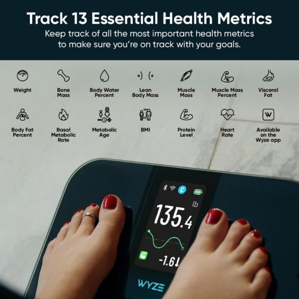 Ultra, Smart Scale with 4.3" Color Display, Digital Bathroom Scale for Body Weight BMI Muscle Mass Composition, Wi-Fi & Bluetooth Body Fat Scale with Heart Rate, 400 lbs (Black) - Image 5