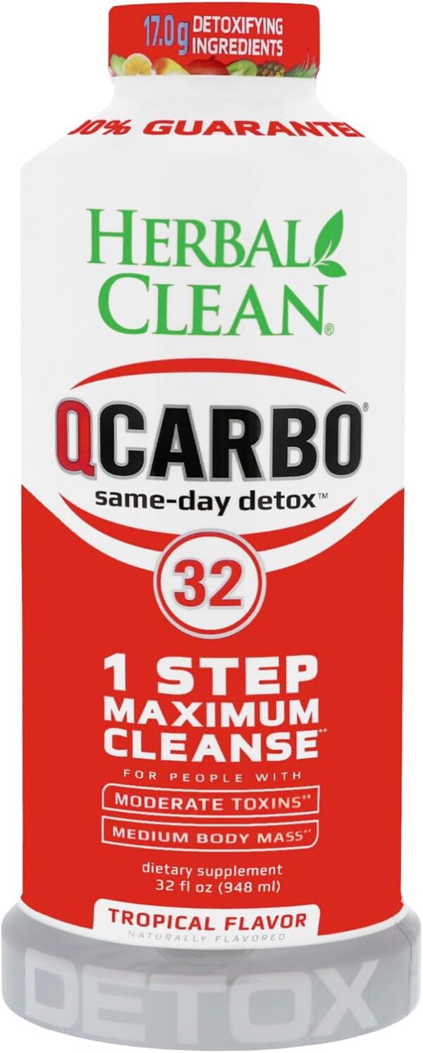 Herbal Clean QCarbo32 Same-Day Premium Detox Drink, Stronger 17.03g Blend (Tropical Flavor, 32 Fl Oz) - Image 2