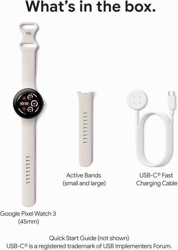 Google Pixel Watch 3 (45mm) Latest Model - Android Smartwatch, Heart Rate Tracking, Fitbit Advanced Running, Fitness Insights, 24-Hour Battery - Matte Black Aluminum Case - Obsidian Band - Wi-Fi - Image 12