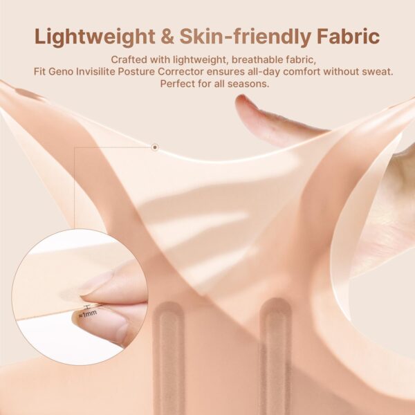Fit Geno Upper Posture Corrector for Women Invisilite: Breathable Lightweight Back Brace for Neck Shoulder & Upper Back Pain Relief (Medium) - Image 6