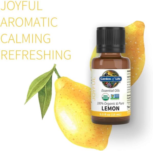 Garden of Life Essential Oil, Lemon USDA Organic & Pure, Clean, Undiluted & Non-GMO for Diffuser, Aromatherapy, Meditation, Joyful, Aromatic, Calming, Refreshing, 0.5 Fl Oz - Image 3