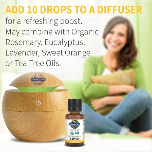 Garden of Life Essential Oil, Lemon USDA Organic & Pure, Clean, Undiluted & Non-GMO for Diffuser, Aromatherapy, Meditation, Joyful, Aromatic, Calming, Refreshing, 0.5 Fl Oz - Image 4