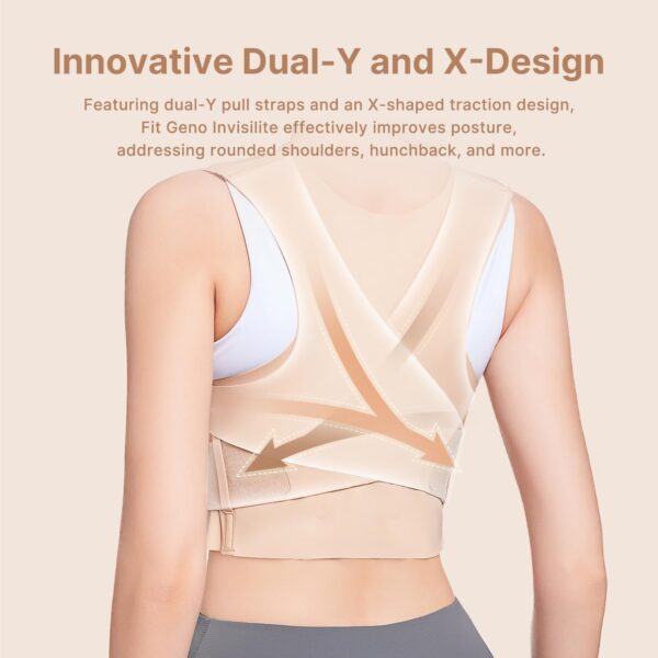 Fit Geno Upper Posture Corrector for Women Invisilite: Breathable Lightweight Back Brace for Neck Shoulder & Upper Back Pain Relief (Medium) - Image 3