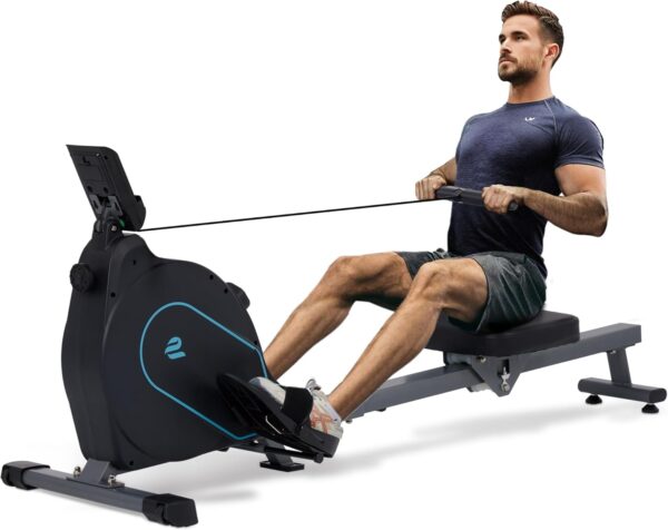 ECHANFIT Rowing Machine for Home Use - Rower with 16 Levels Adjustable Resistance, Ergonomic Seat, Tablet Holder, LCD Monitor and 350 LB Weight Capacity - Image 2