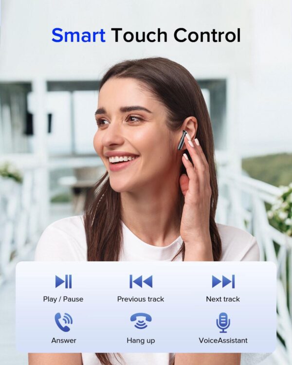 Wireless Earbuds Bluetooth 5.3 Headphones, Bluetooth Earbuds with Noise Cancelling Mic LED Display, Hi-Fi Stereo, 42H Playback, IPX7 Waterproof, Smart Touch Control, Ergonomic Design Black - Image 7