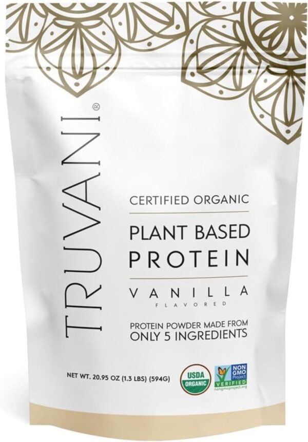 Truvani Vegan Pea Protein Powder | Vanilla | 20g Organic Plant Based Protein Per Serving | 20 Servings | Keto | Gluten & Dairy Free | Low Carb | No Added Sugar - Image 2