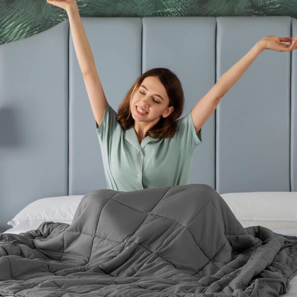 CYMULA Weighted Blanket for Adults (15lbs 60"x80" Queen Size) - Cooling Breathable Heavy Blankets for Summer Winter - Ultra Microfiber Soft Comfort Throw with Glass Beads - Gifts for Men/Women - Image 2