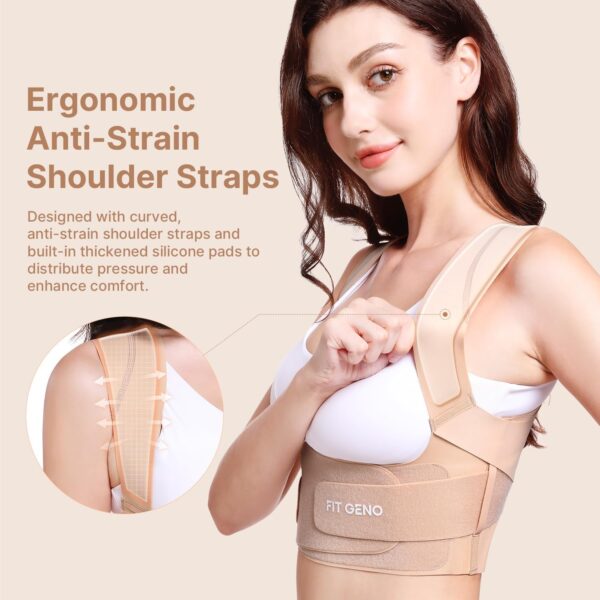 Fit Geno Upper Posture Corrector for Women Invisilite: Breathable Lightweight Back Brace for Neck Shoulder & Upper Back Pain Relief (Medium) - Image 5