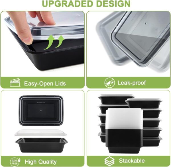 Meal Prep Containers Reusable 32oz - To Go Food Containers 50 Pack - Plastic Food Prep Containers for Meal Prep, Disposable Containers with Lids, BPA Free, Microwave/Dishwasher/Freezer Safe - Image 6