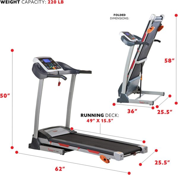Sunny Health & Fitness Smart WiFi Treadmills – Compact, Foldable, Portable, Under Desk & Incline Options (Manual & Auto), Brushless Motor, & Bluetooth SunnyFit App, LED Display, Shock Absorption - Image 7