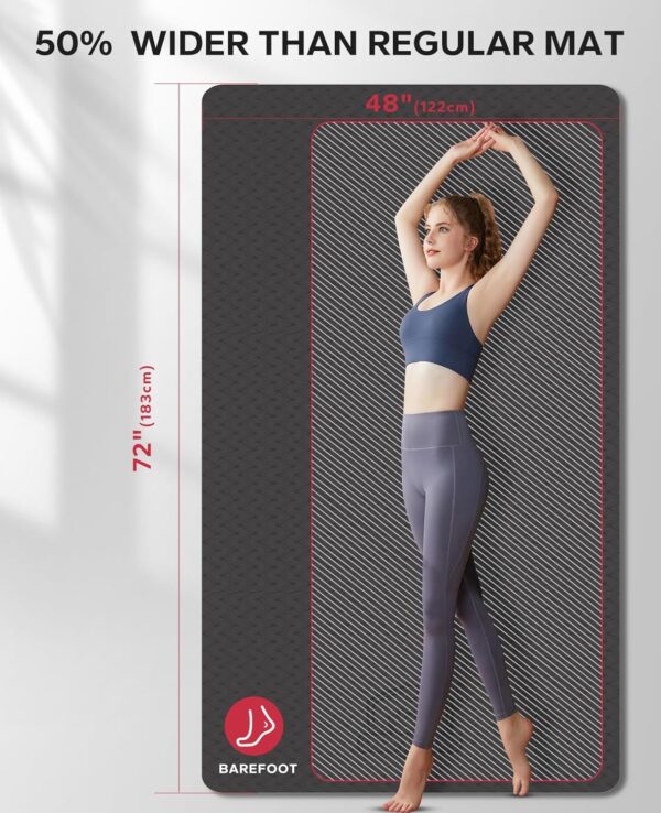HAPBEAR Extra Large Yoga Mat - 72"x48"/78"x54"x6/8mm (1/4 &1/3 inch), Non-Slip, Durable, Eco-Friendly, Thick Wide Exercise Mat for Home Workouts, Yoga, Pilates, Stretching, Meditation - Image 3