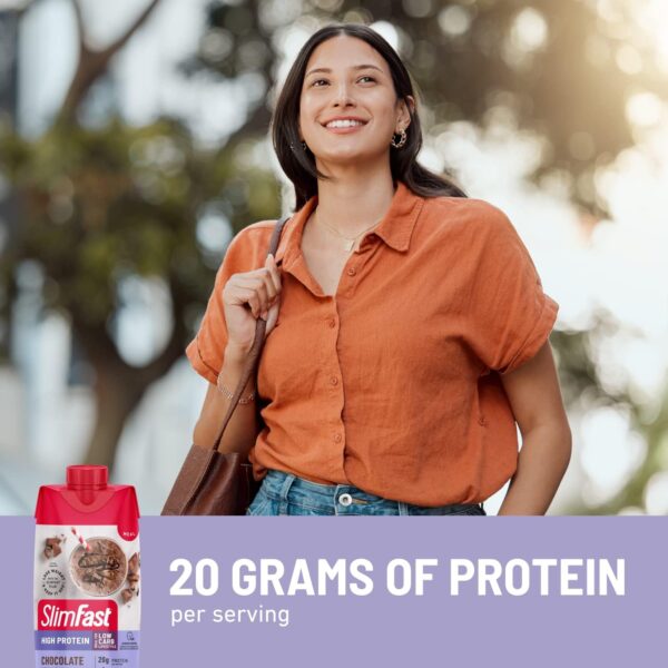 SlimFast Protein Shake, Chocolate- 20g Protein, Meal Replacement Shake Ready to Drink, High Protein with Low Carb and Low Sugar, 24 Vitamins and Minerals, 12 Count (Pack of 1) (Packaging May Vary) - Image 5