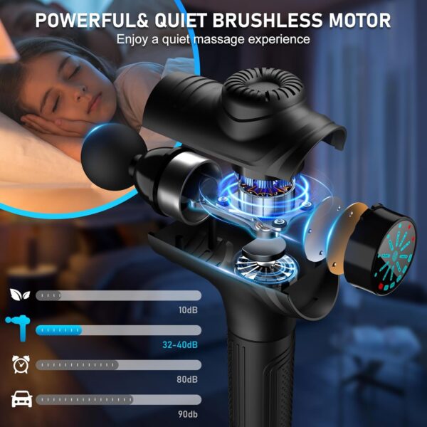 RAEMAO Massage Gun, Handheld Electric Deep Tissue Muscle Massager for Athletes for Pain Relief Attaching 8 Replacement Heads, Percussion Massager with 10 Speeds, Mothers Day Gifts, Black - Image 5