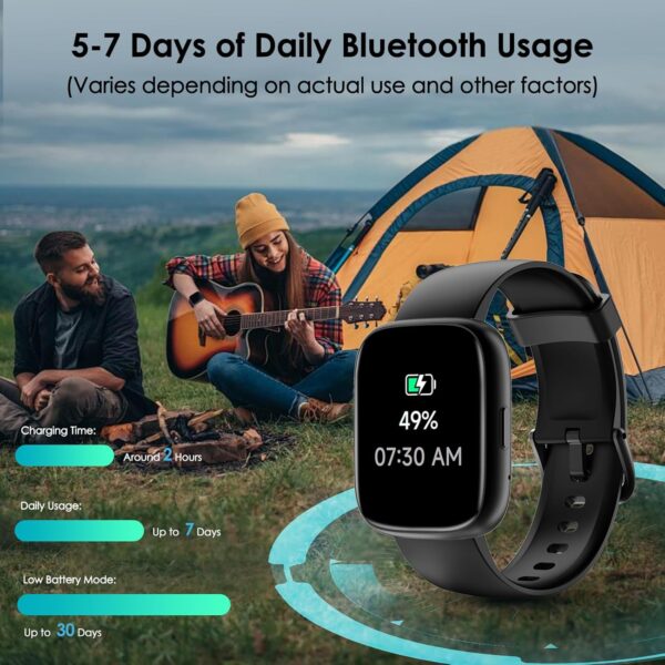 Smart Watch, 1.83" Touch Screen Smartwatch with Alexa Built-in IP68 Waterproof, Pedometer,Fitness Tracker with 100 Sports Modes Heart Rate/SpO2/Stress/Sleep Monitor for Men and Women - Image 7
