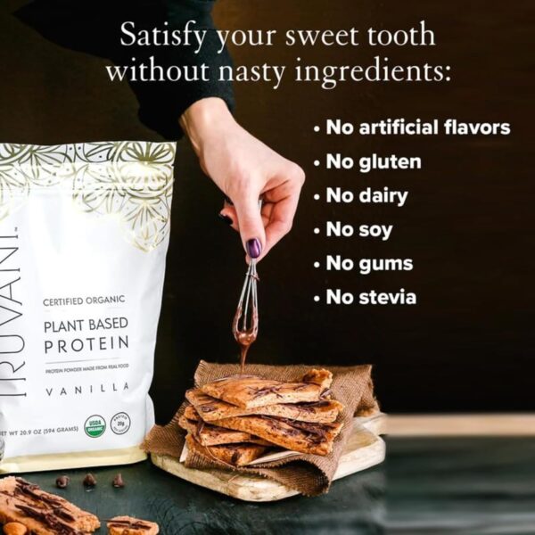 Truvani Vegan Pea Protein Powder | Vanilla | 20g Organic Plant Based Protein Per Serving | 20 Servings | Keto | Gluten & Dairy Free | Low Carb | No Added Sugar - Image 4