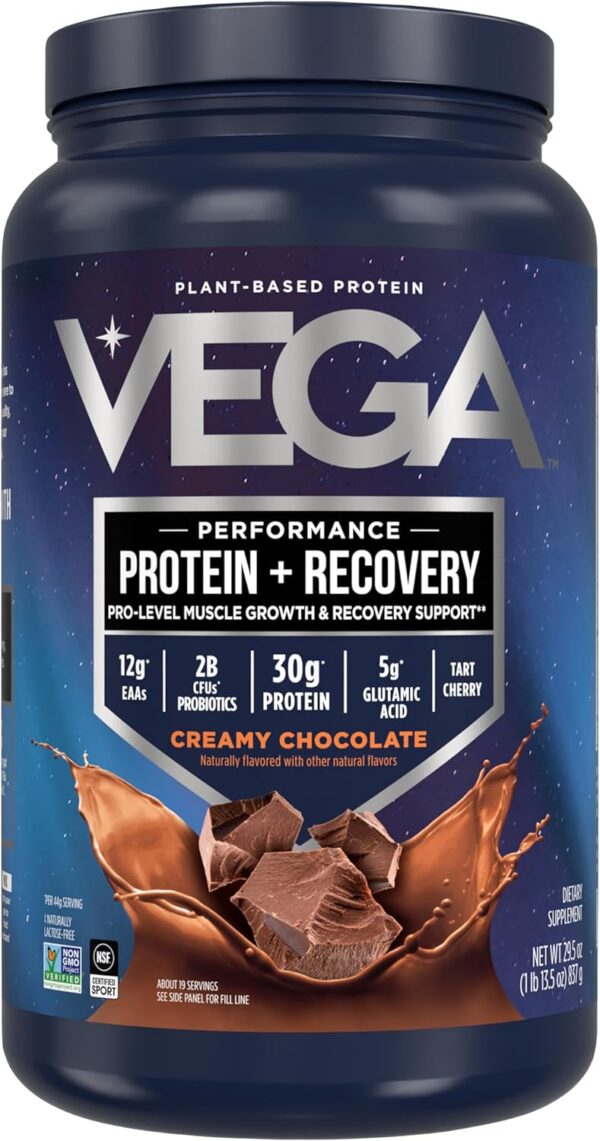Vega Premium Sport Protein Chocolate Protein Powder, Vegan, Non GMO, Gluten Free Plant Based Protein Powder Drink Mix, NSF Certified for Sport, 29.5 oz - Image 2