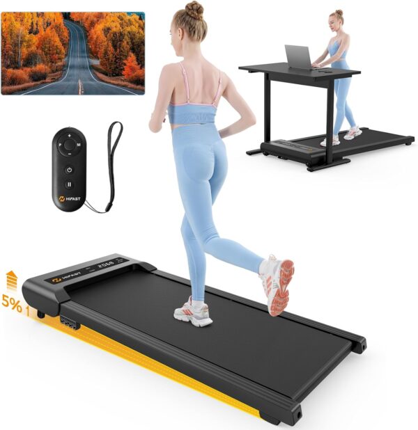 Walking Pad, Under Desk Treadmill with Incline, 300 Lbs Capacity Portable Treadmill for Home Office, 2 in 1 Mini Desk Treadmill with Remote Control, LED Display - Image 2