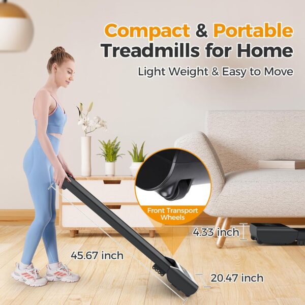 Walking Pad, Under Desk Treadmill with Incline, 300 Lbs Capacity Portable Treadmill for Home Office, 2 in 1 Mini Desk Treadmill with Remote Control, LED Display - Image 8
