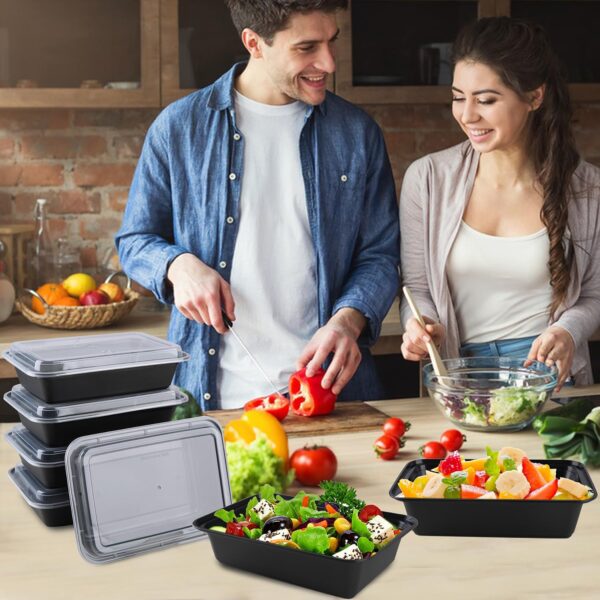Meal Prep Containers Reusable 32oz - To Go Food Containers 50 Pack - Plastic Food Prep Containers for Meal Prep, Disposable Containers with Lids, BPA Free, Microwave/Dishwasher/Freezer Safe - Image 7