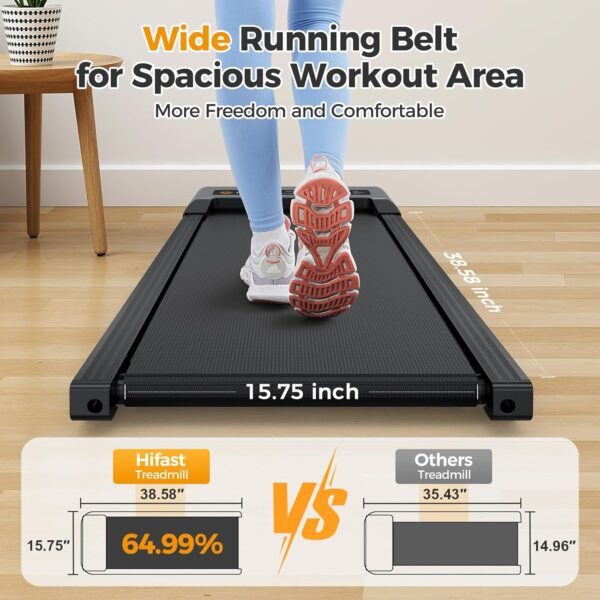 Walking Pad, Under Desk Treadmill with Incline, 300 Lbs Capacity Portable Treadmill for Home Office, 2 in 1 Mini Desk Treadmill with Remote Control, LED Display - Image 4