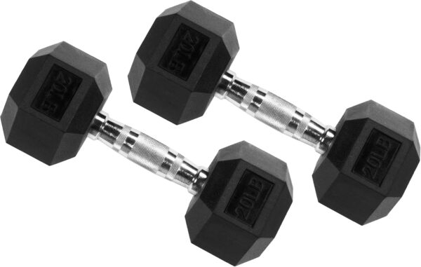 Rubber Encased Hex Dumbbell, Multiple Sizes - Image 3