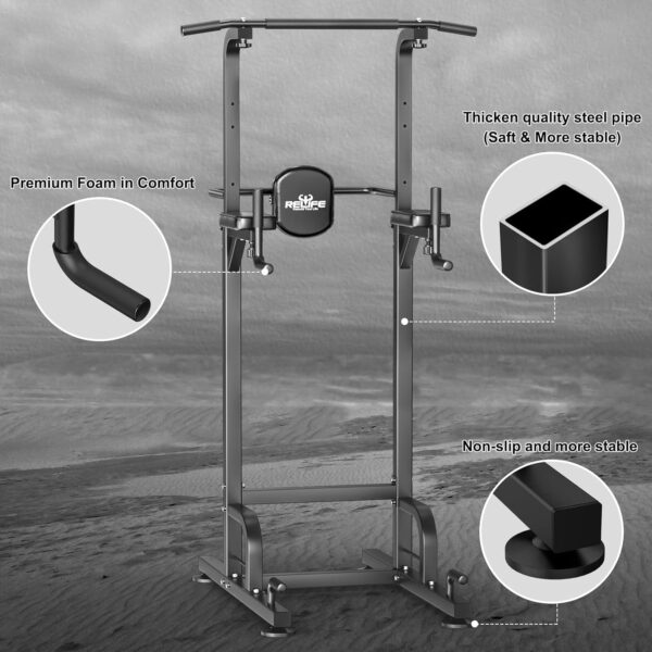 RELIFE REBUILD YOUR LIFE Power Tower Pull Up Bar Station Workout Dip Station for Home Gym Strength Training Fitness Equipment - Image 3