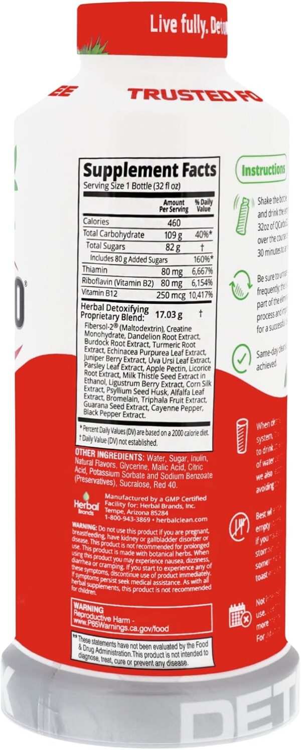 Herbal Clean QCarbo32 Same-Day Premium Detox Drink, Stronger 17.03g Blend (Tropical Flavor, 32 Fl Oz) - Image 3