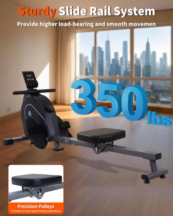 ECHANFIT Rowing Machine for Home Use - Rower with 16 Levels Adjustable Resistance, Ergonomic Seat, Tablet Holder, LCD Monitor and 350 LB Weight Capacity - Image 4