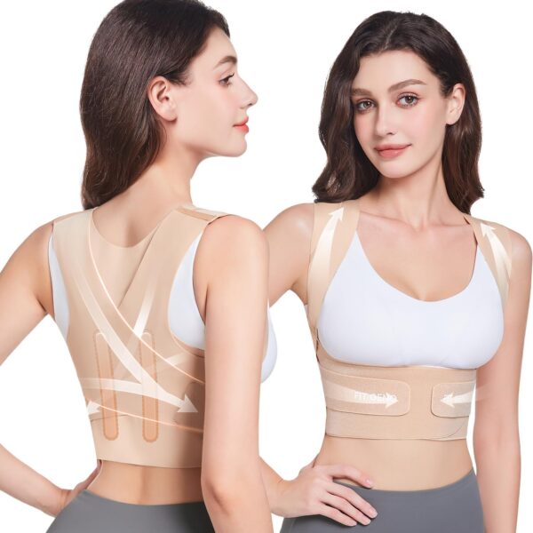 Fit Geno Upper Posture Corrector for Women Invisilite: Breathable Lightweight Back Brace for Neck Shoulder & Upper Back Pain Relief (Medium) - Image 2
