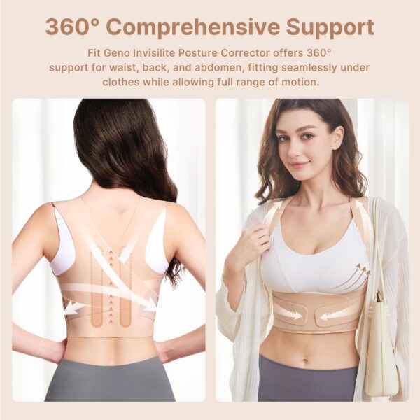 Fit Geno Upper Posture Corrector for Women Invisilite: Breathable Lightweight Back Brace for Neck Shoulder & Upper Back Pain Relief (Medium) - Image 4